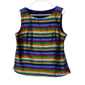 Talbots Womens Multicolor Striped Sleeveless Top Size 14 Polyester Blend